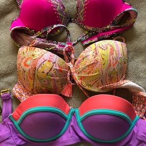 3 super cute bikini tops, very gently used.